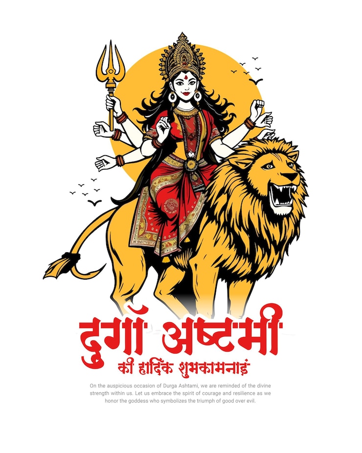 Vettore durga ashtami con maa durga indian festival celebration social media post banner template