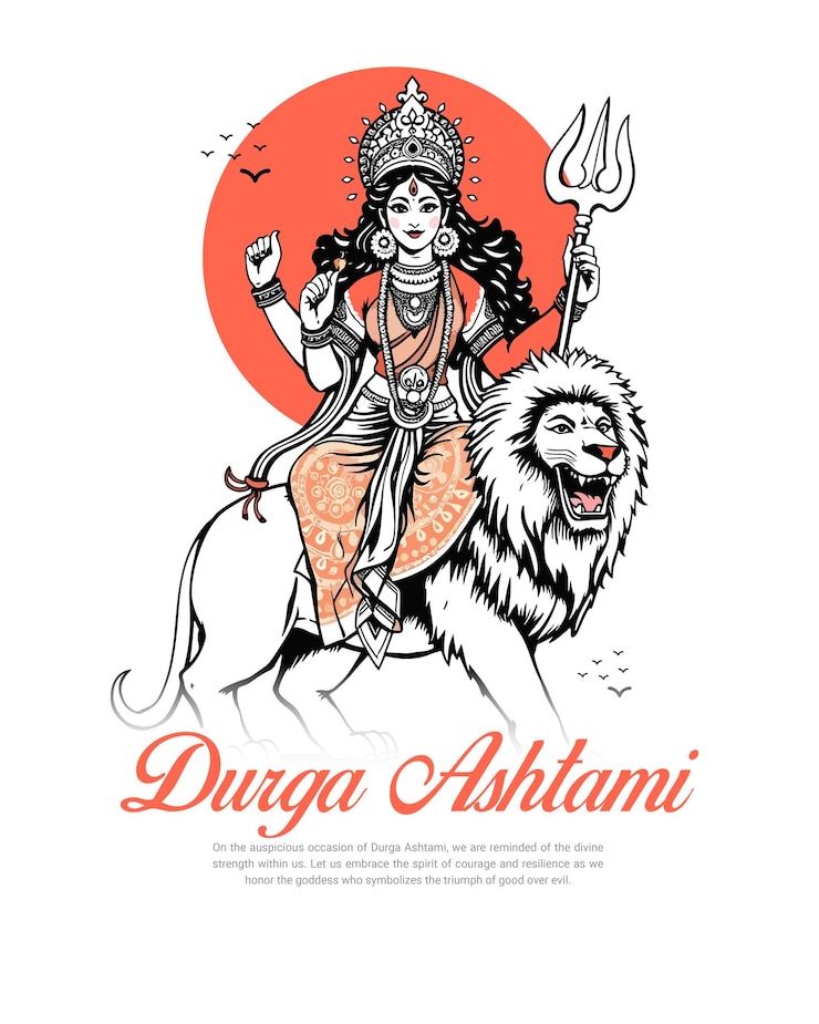 Vettore durga ashtami con maa durga indian festival celebration social media post banner template