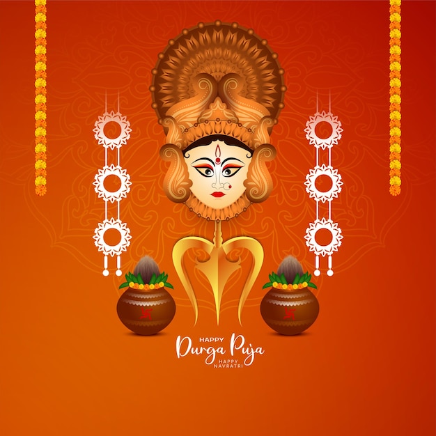 Durga Puja e Happy navratri Dea indiana adorano il design dello sfondo del festival
