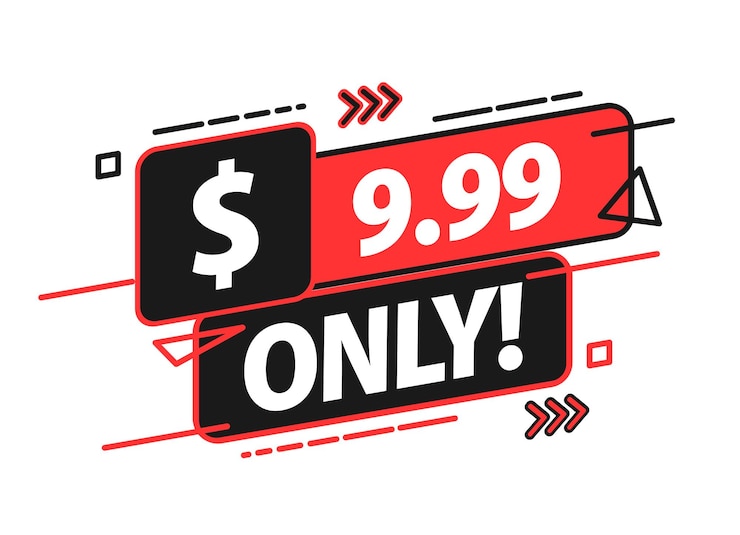 Vettore dynamic 999 only price tag design in rosso e nero con elementi grafici moderni