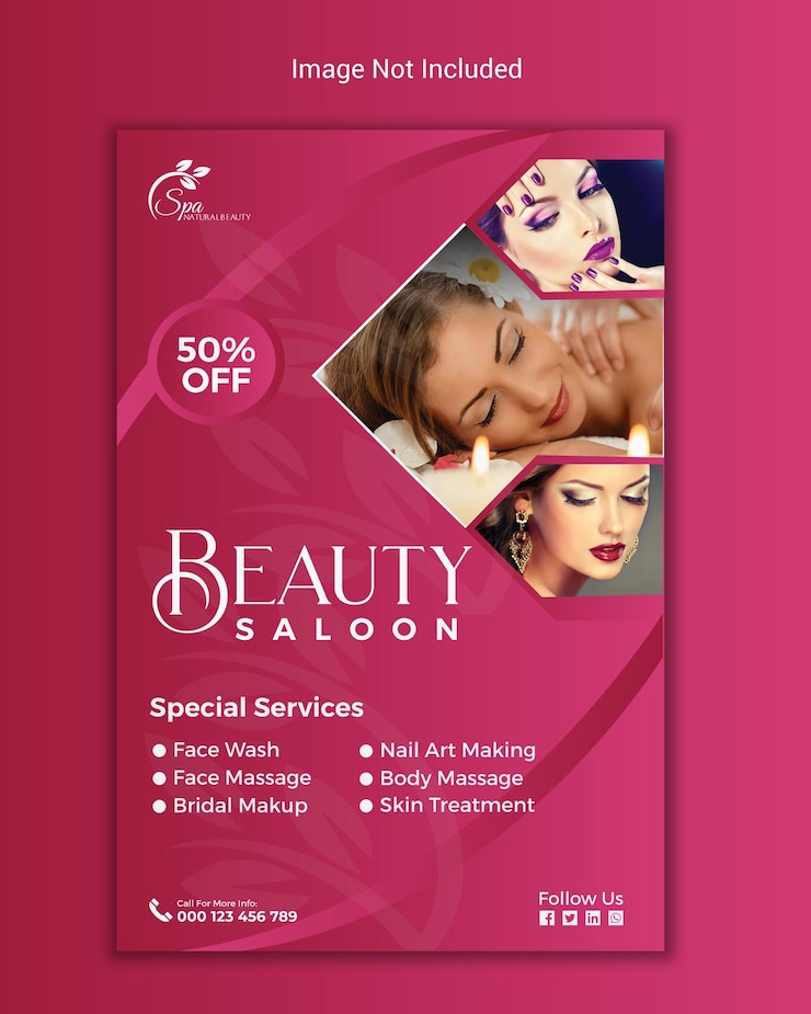 Vettore e centro di bellezza e spa social media instagram flyer template design