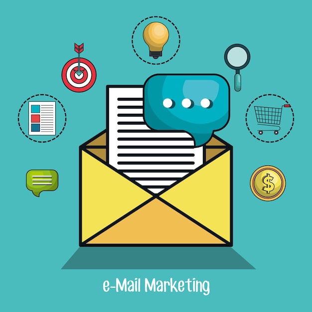 e-mail marketing icone linea piatta