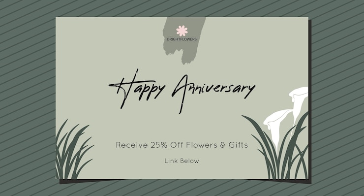 E-mail offerta anniversario fidanzamento biglietto felice pennellata floreale newsletter promozionale marketing none ai