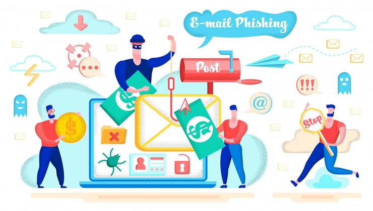 Vettore e-mail phishing and fraud danger concept