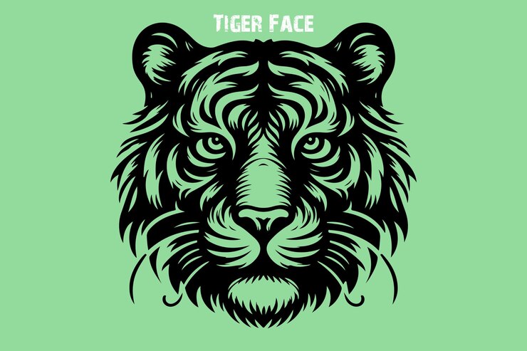 Vettore e' un'illustrazione elegante con la faccia di una tigre.