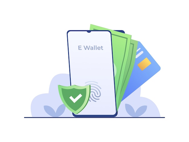 E-Wallet o portafoglio digitale nell'illustrazione dello smartphone