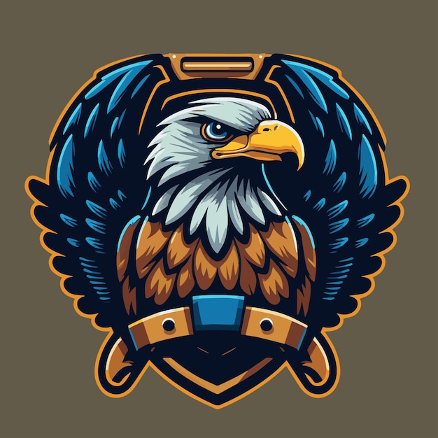 Eagle Head Shield mascotte Gaming Logo Design illustrazione vettoriale