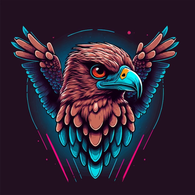 Eagle Head Shield mascotte Gaming Logo Design illustrazione vettoriale