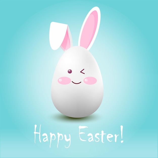 Easter egghare su sfondo blu con la scritta buona pasqua happy