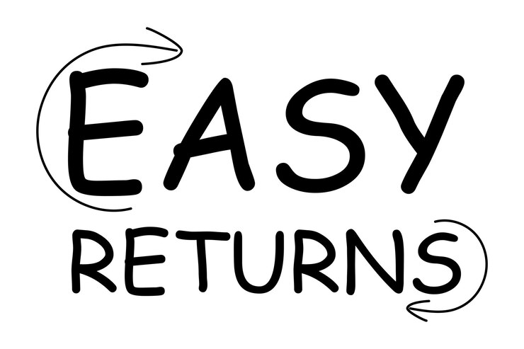 Vettore easy returns illustrazione in stile nero isolata su sfondo bianco