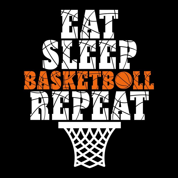Vettore eat sleep hoops repeat basketball t-shirt design template