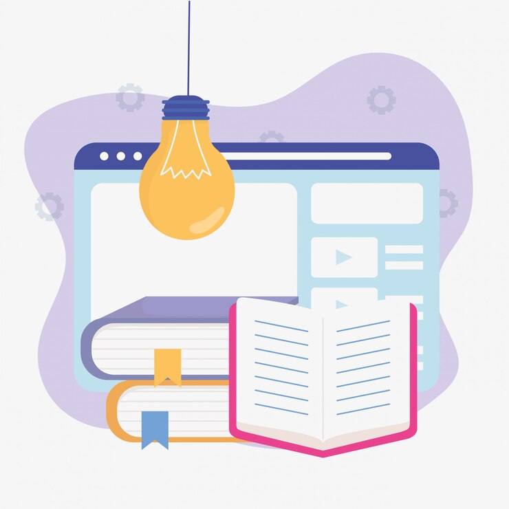 Vettore ebook web idea istruzione scolastica online