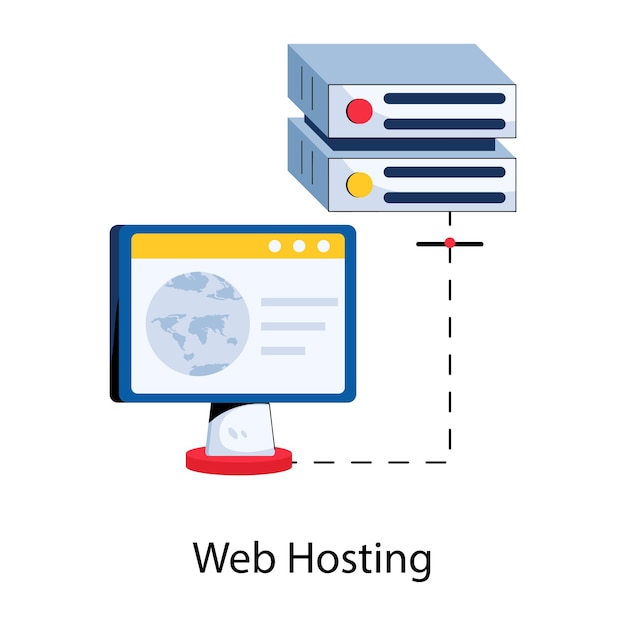 Ecco un'icona piatta di web hosting