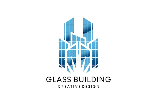 Edificio in vetro icona logo design edificio trasparente illustrazione vettoriale