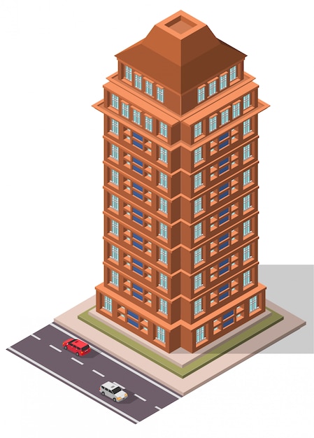 Edificio per uffici isometrico sul posto di lavoro
