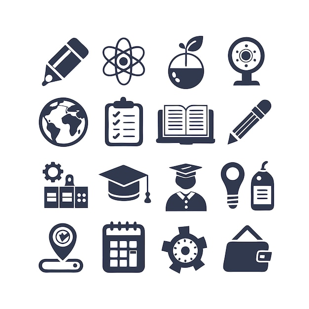 Educazione e apprendimento Icon Set Collection Vector per documenti UI siti web e applicazioni mobili