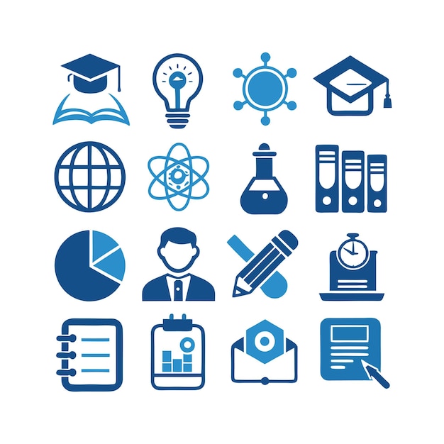 Educazione e apprendimento Icon Set Collection Vector per documenti UI siti web e applicazioni mobili