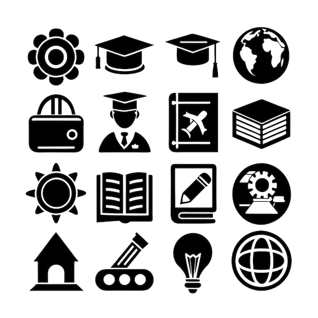 Educazione e apprendimento Icon Set Collection Vector per documenti UI siti web e applicazioni mobili