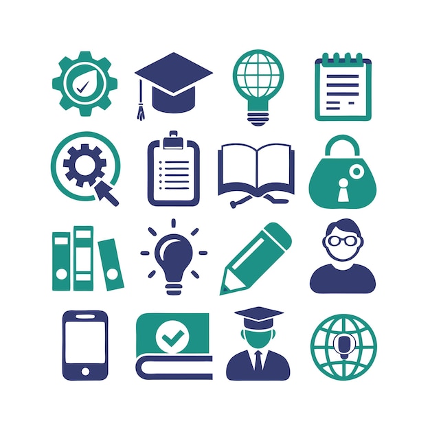 Educazione e apprendimento Icon Set Collection Vector per documenti UI siti web e applicazioni mobili