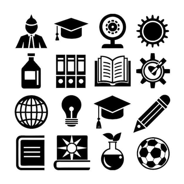 Educazione e apprendimento Icon Set Collection Vector per documenti UI siti web e applicazioni mobili