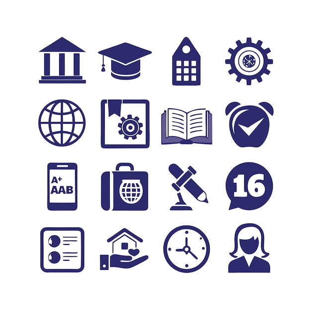 Educazione e apprendimento Icon Set Collection Vector per documenti UI siti web e applicazioni mobili