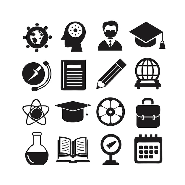 Educazione e apprendimento Icon Set Collection Vector per documenti UI siti web e applicazioni mobili
