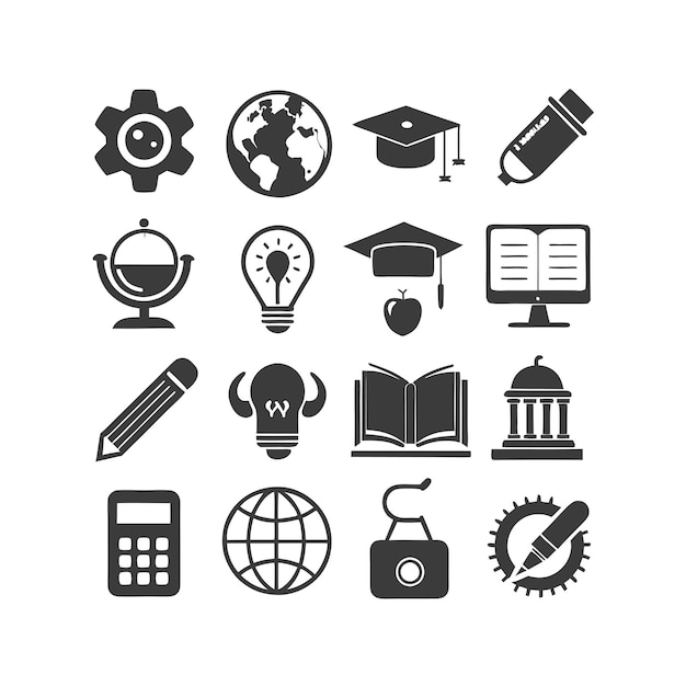 Educazione e apprendimento Icon Set Collection Vector per documenti UI siti web e applicazioni mobili