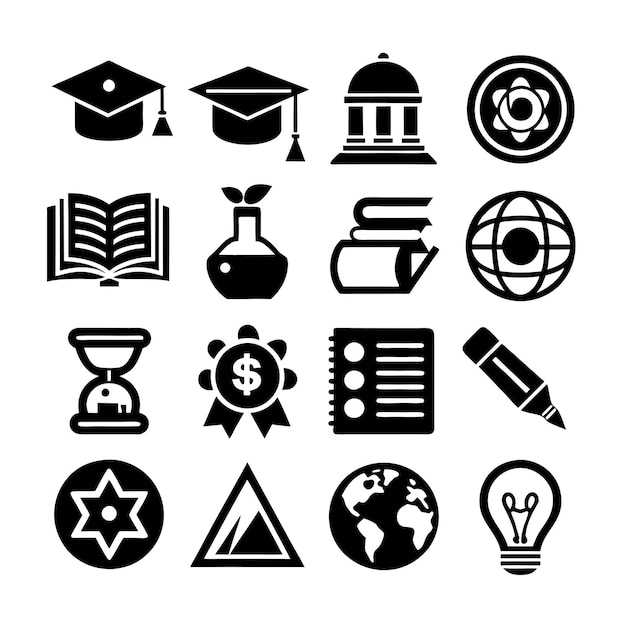 Educazione e apprendimento Icon Set Collection Vector per documenti UI siti web e applicazioni mobili