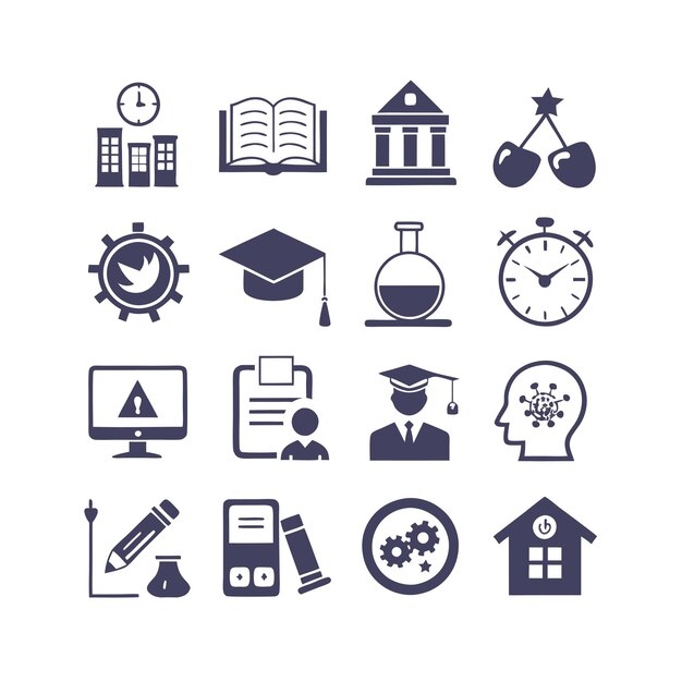 Educazione e apprendimento Icon Set Collection Vector per documenti UI siti web e applicazioni mobili