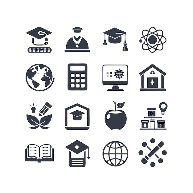 Educazione e apprendimento Icon Set Collection Vector per documenti UI siti web e applicazioni mobili