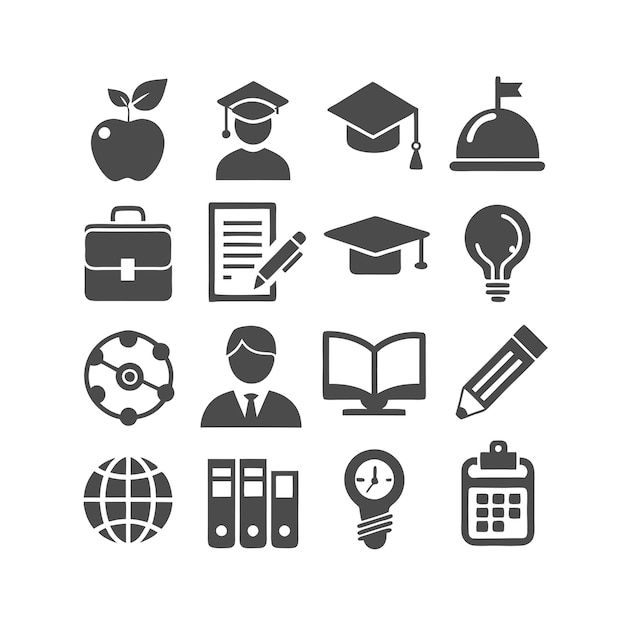 Educazione e apprendimento Icon Set Collection Vector per documenti UI siti web e applicazioni mobili