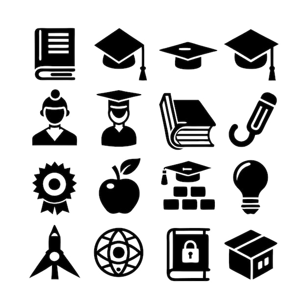 Educazione e apprendimento Icon Set Collection Vector per documenti UI siti web e applicazioni mobili