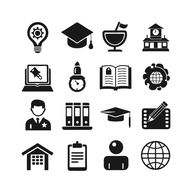 Educazione e apprendimento Icon Set Collection Vector per documenti UI siti web e applicazioni mobili