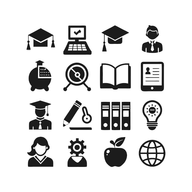 Educazione e apprendimento Icon Set Collection Vector per documenti UI siti web e applicazioni mobili