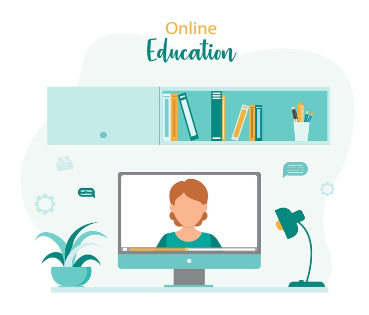 Vettore educazione online webinar educativo lezioni online