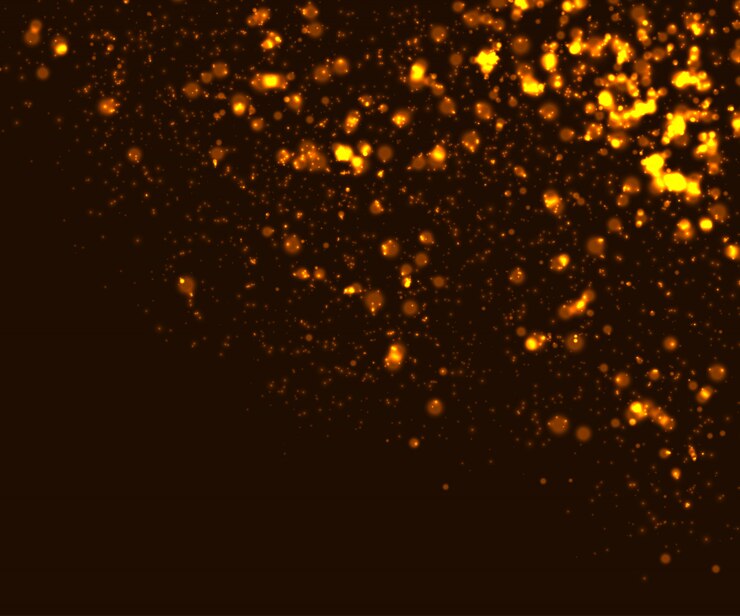 Vettore effetti di luce incandescente, flusso di particelle d'oro