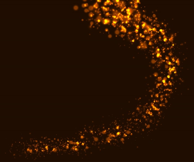 Effetti di luce incandescente, flusso di particelle d'oro