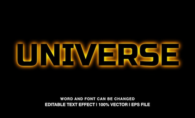 effetti di testo modificabili universo caratteri di neon giallo