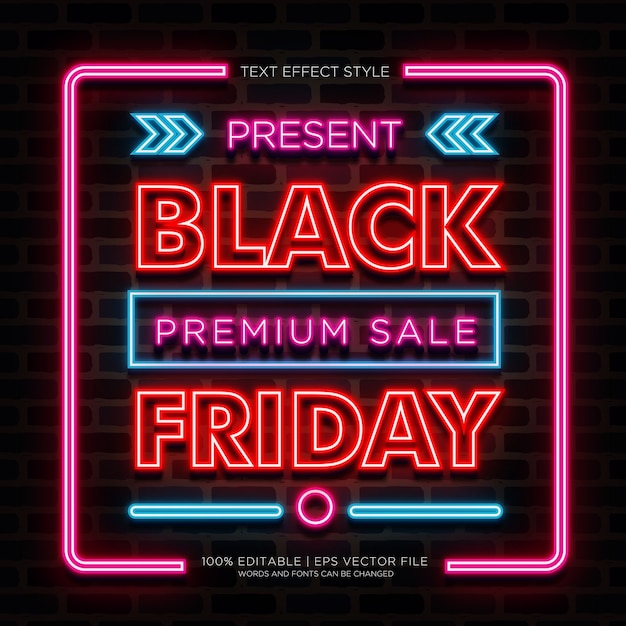 EFFETTI DI TESTO NEON DI VENDITA PREMIUM DEL BLACK FRIDAY