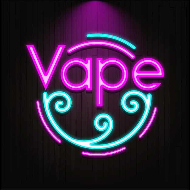 Effetto bagliore al neon Vape, icona vape per il tuo logo e promozione