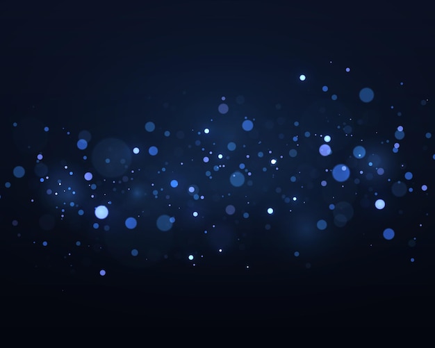 Effetto bokeh colorato blu Particelle di polvere magiche scintillanti Concetto magico