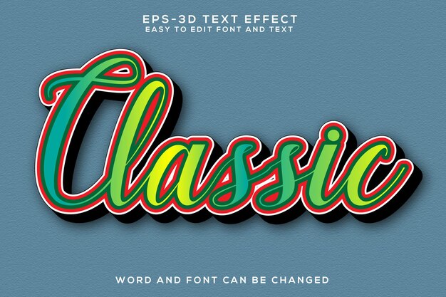 Effetto classico di testo 3D colorato