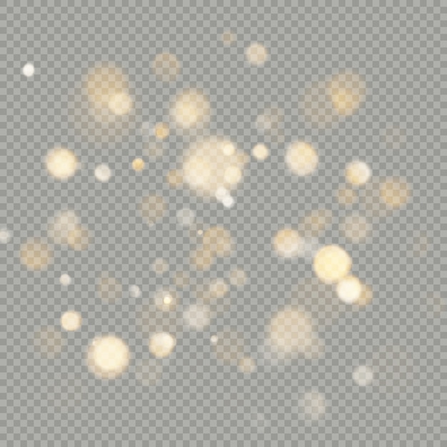 Effetto dei cerchi del bokeh isolati su fondo trasparente. Natale scintillante caldo elemento glitter arancione che può essere utilizzato.