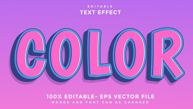 Effetto del modello di progettazione dell'effetto del testo modificabile a colori della parola con gradiente minimo 3D salvato in stile grafico