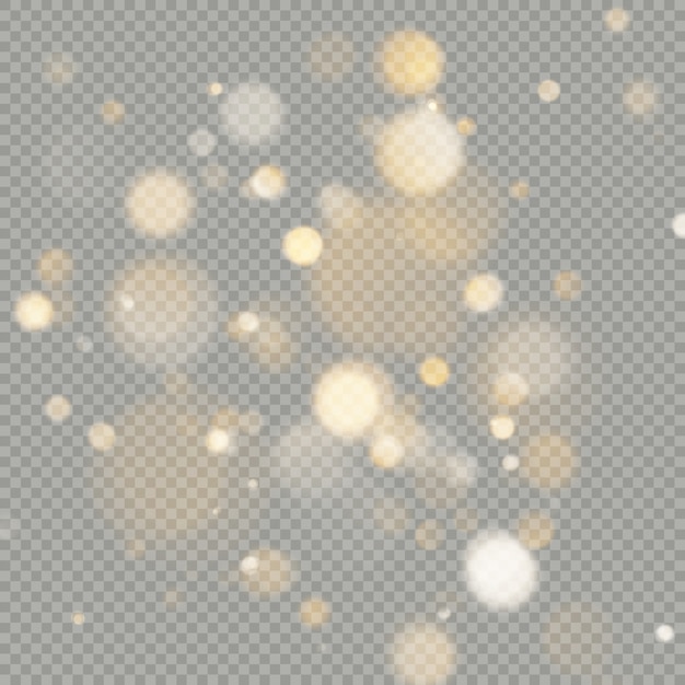 Effetto di cerchi bokeh su sfondo trasparente. Natale scintillante caldo elemento glitter arancione che può essere utilizzato.