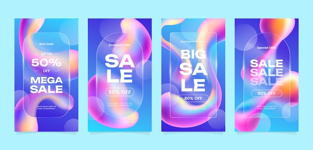 Effetto di glassmorphism gradiente nelle storie di Instagram