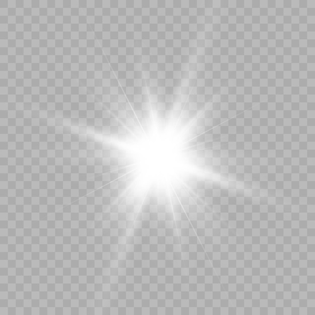 Effetto di luce bianca brillante con raggi e luci per l'illustrazione vettoriale