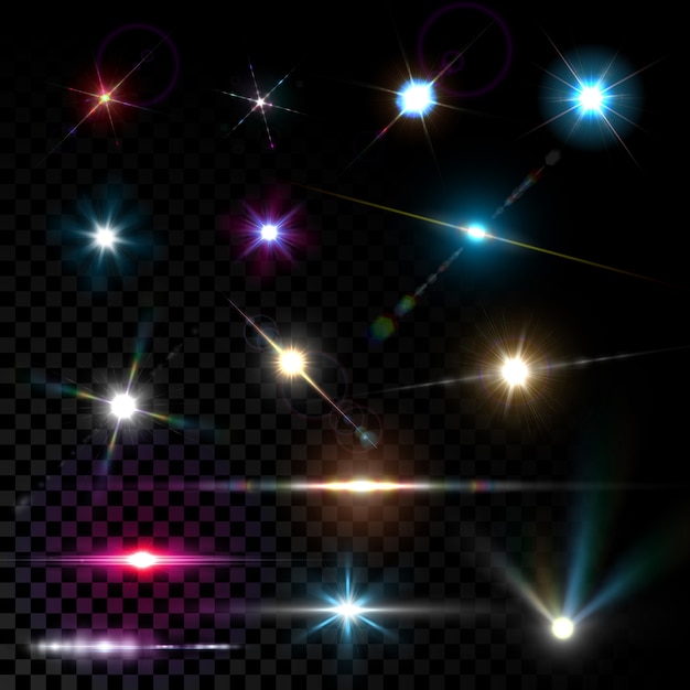 Effetto di luce chiarore dell'obiettivo realistico vettore realistico