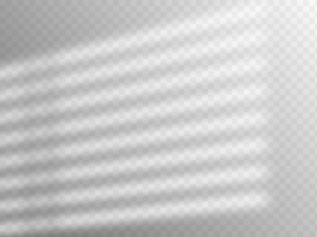 Effetto di sovrapposizione dell'ombra. Luce morbida e ombre dalla finestra e dalle feritoie. Mockup vettoriale realistico di effetto sovrapposizione ombra trasparente e fulmine naturale all'interno della stanza.