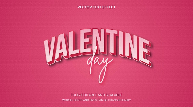 Vettore effetto di stile del testo di vettore felice san valentino